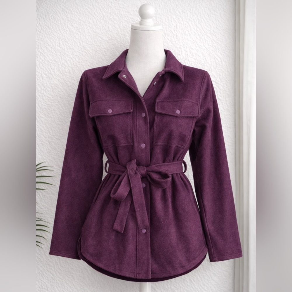Forever 21 Purple Utility Jacket with Belt and Lapel Collar